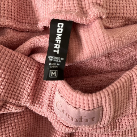 Comfort Waffle Knit Lounge Pants | Baby Pink | 30” Inseam Sz M EUC - Picture 6 of 7